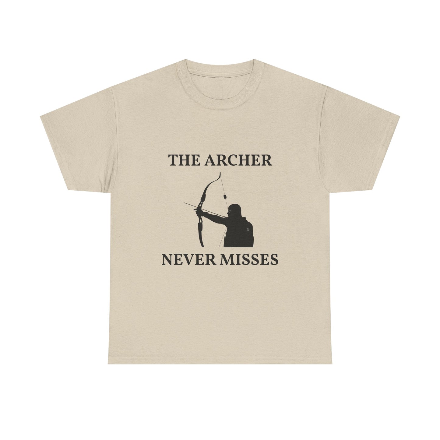 The Archer Never Misses Tee, Unisex Cotton T-Shirt, Gift for Archery Lovers, Archer Shirt, Casual Wear, Sports Apparel