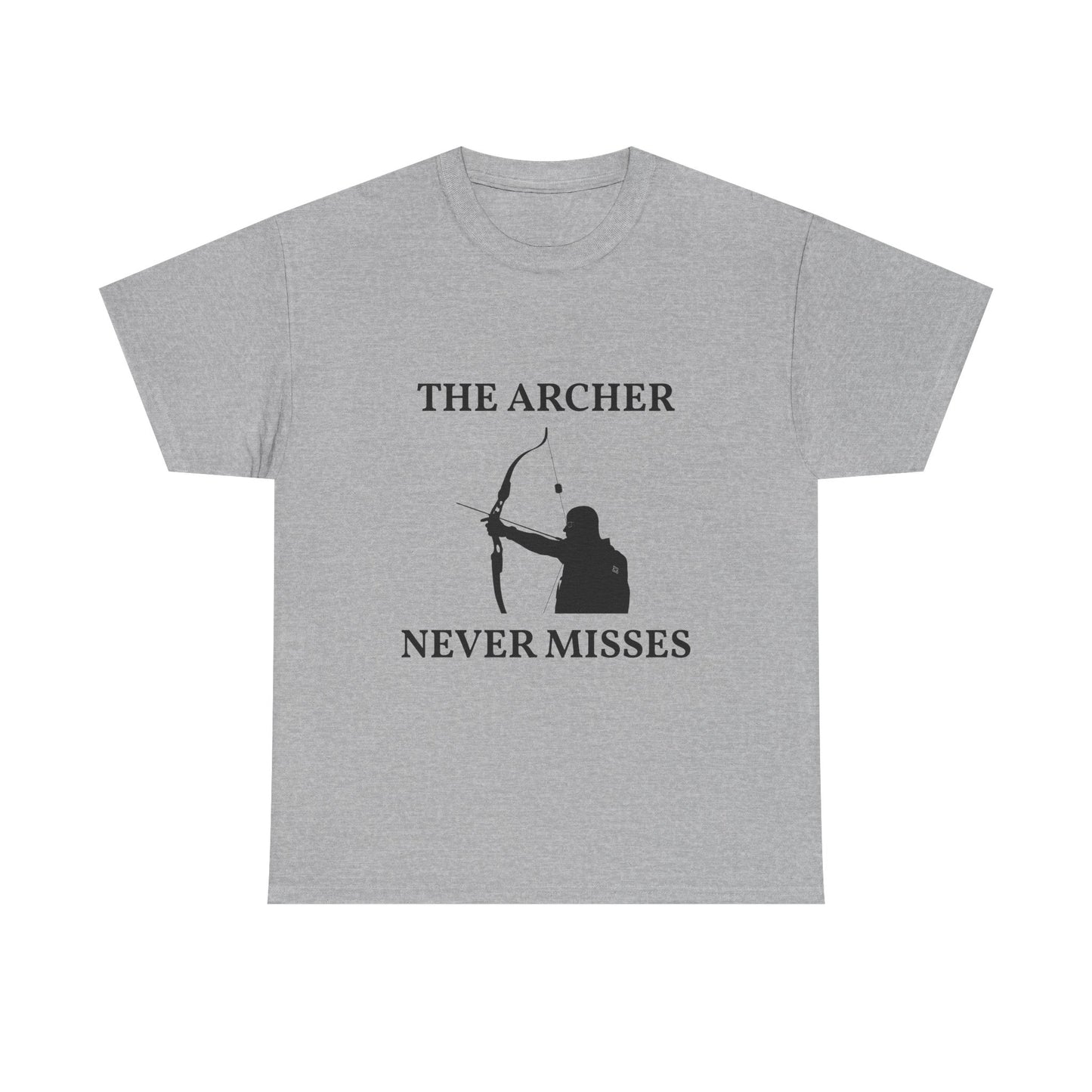 The Archer Never Misses Tee, Unisex Cotton T-Shirt, Gift for Archery Lovers, Archer Shirt, Casual Wear, Sports Apparel