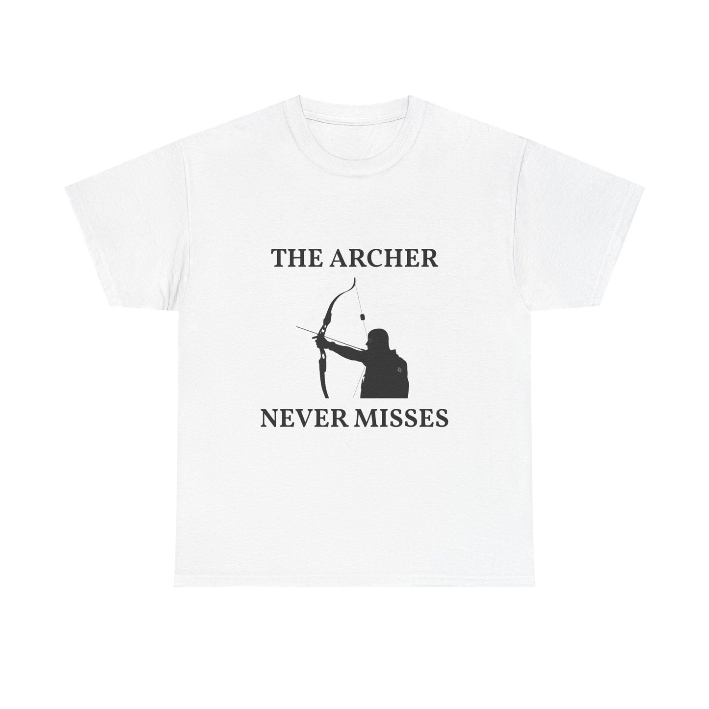 The Archer Never Misses Tee, Unisex Cotton T-Shirt, Gift for Archery Lovers, Archer Shirt, Casual Wear, Sports Apparel
